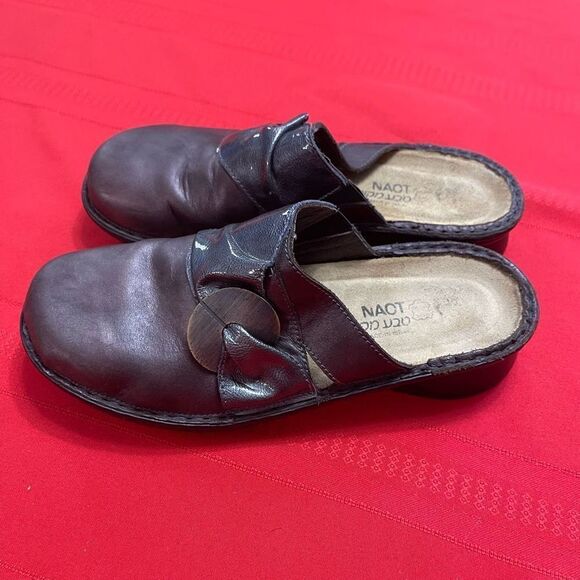 NAOT Dark Purple Brown Leather Mule Clogs Slip Ons Size 38 US 7 - Picture 5 of 9
